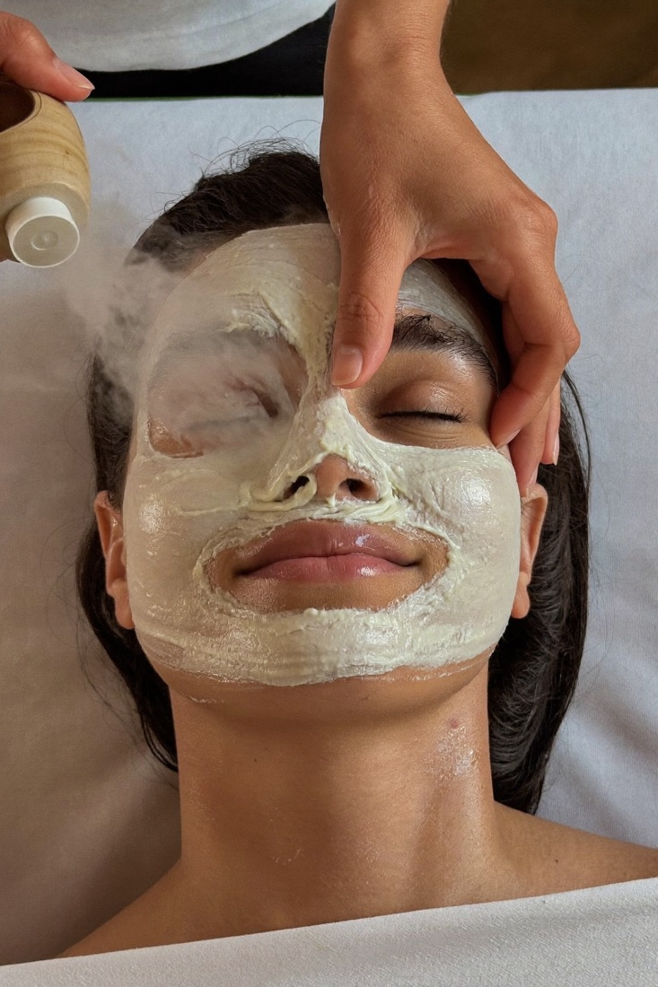 A facial with warm steam